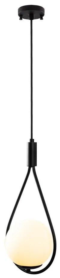 Lustră neagră cu abajur din sticlă Sessiz – Opviq lights