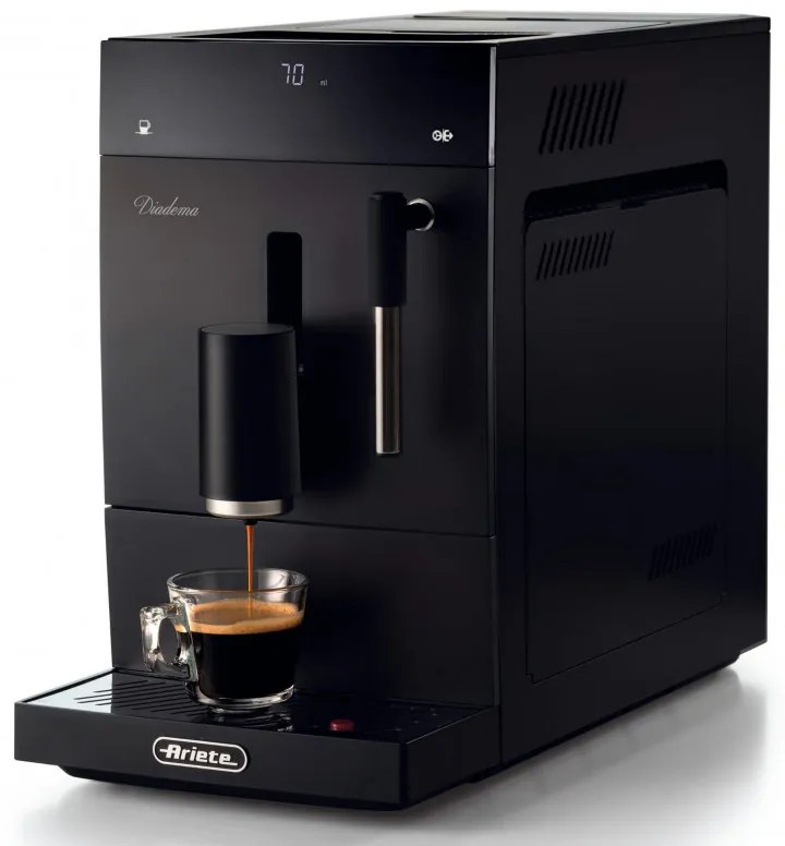 Espessor automat Ariete Diadema Automatica 1452/00, 1350W, 1,5 L, Rasnita incorporata, 19 bar, Afisaj tactil, Spumare lapte, Negru