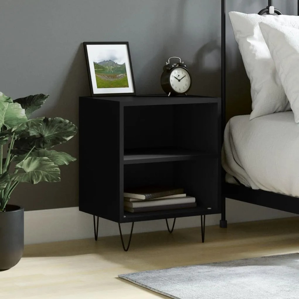 826782 vidaXL Noptieră, negru, 40x30x50 cm, lemn compozit