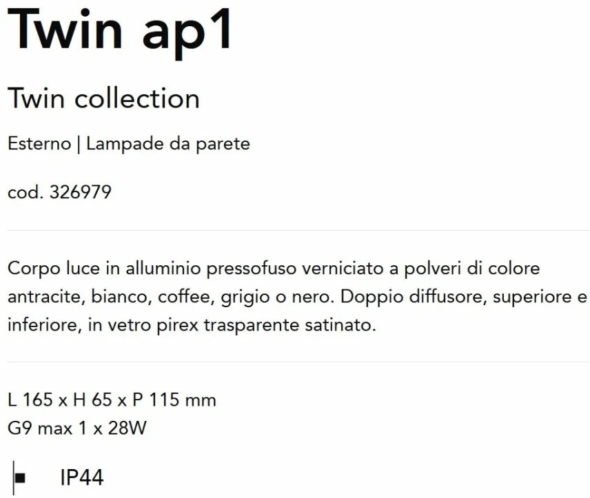 Aplica de perete iluminat exterior ambiental Twin ap1 gri