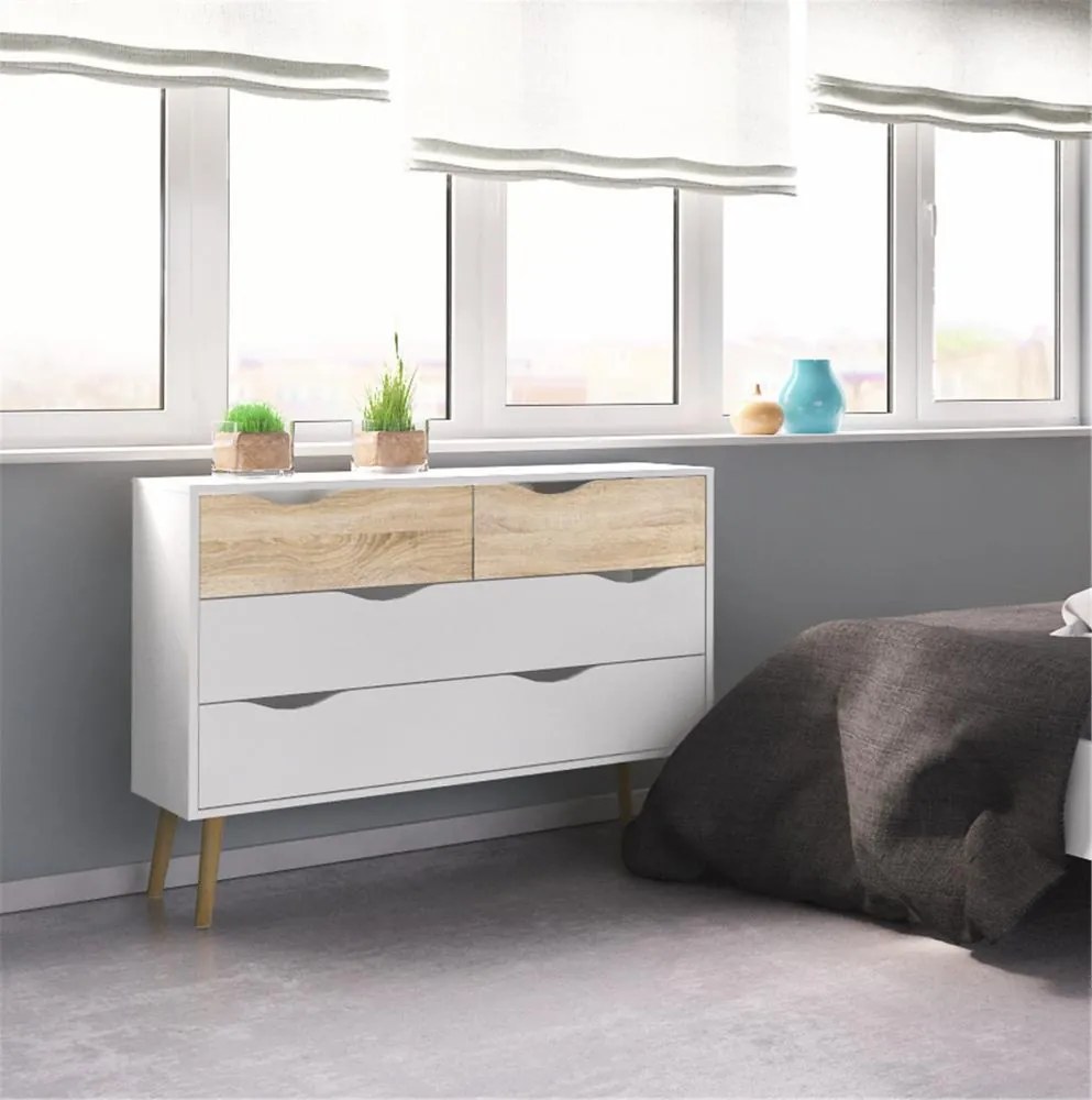 Comoda alba OSLO 75395 cu 4 sertare