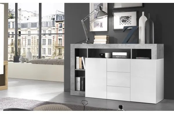 Comodă LENOR albă/gri beton