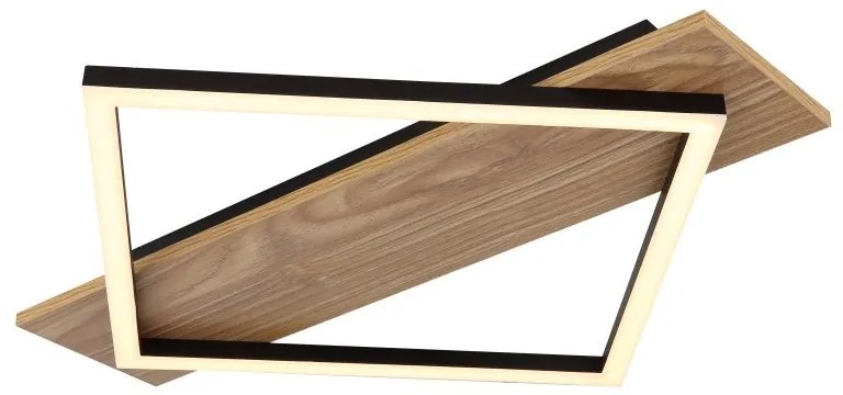 Plafoniera LED metal negru, MDF aspect de lemn BEATRIX I