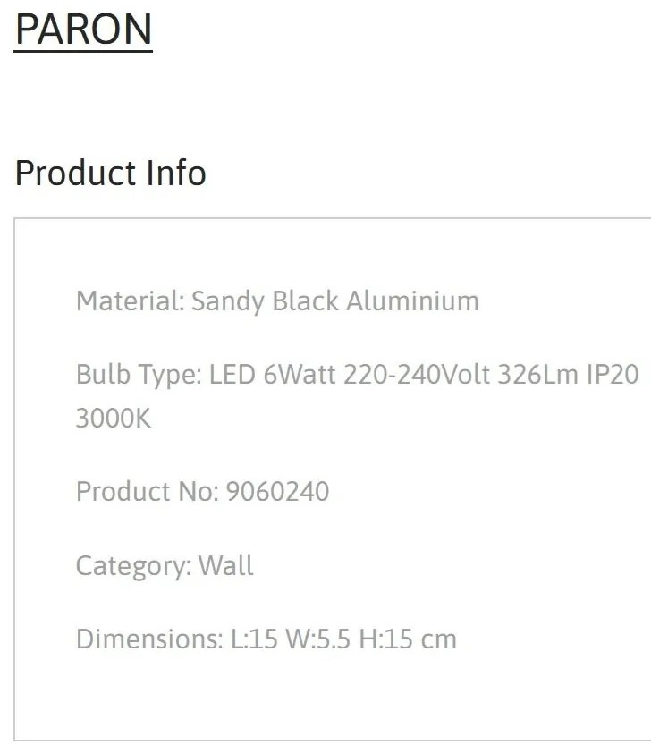 Aplica Spot LED stil minimalist PARON negru, NVL-9060240