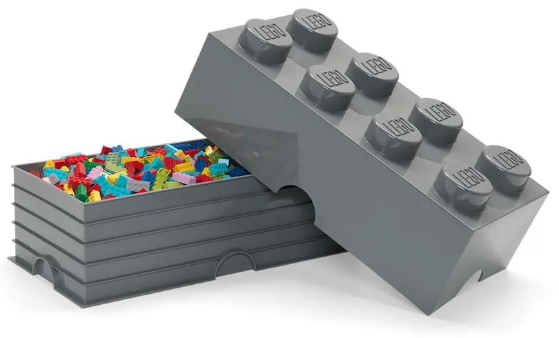 Cutie depozitare LEGO® Rectangle, gri închis