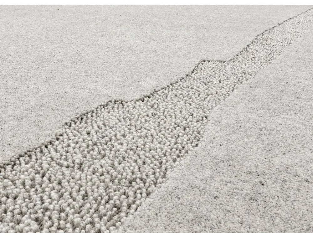 Covor gri deschis din lână 133x190 cm Morphic Rocca – Agnella