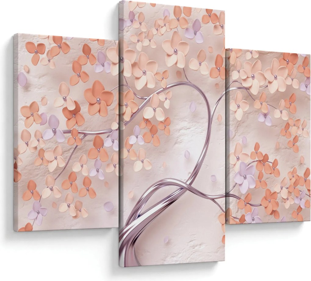Tablou florilor de pom din coral - abstract (90x60 cm)