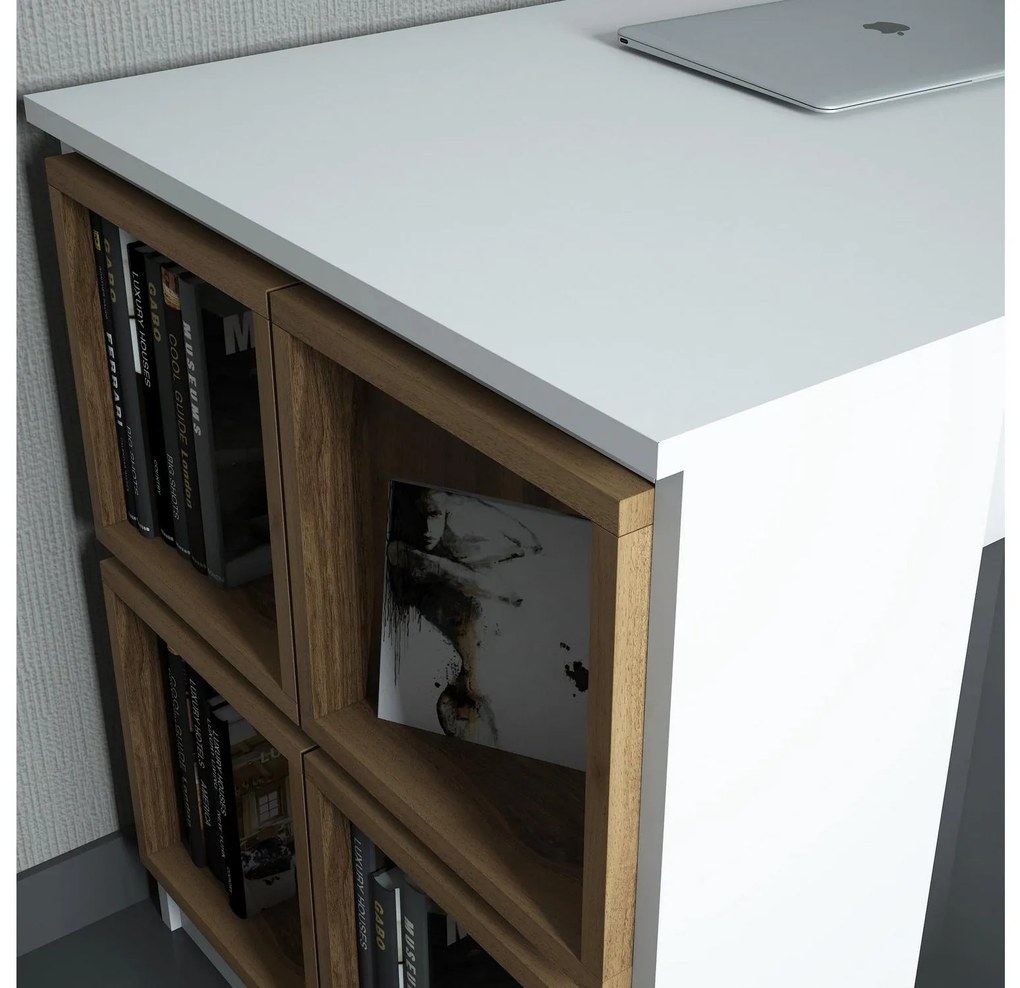 Masă PC Babar (Alb + Nuc). 1088234