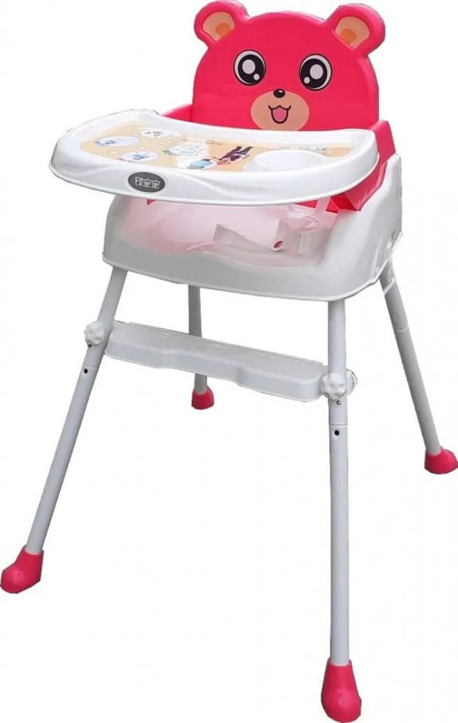 Scaun de masa 3 in 1 pentru copii si bebe NOVOKIDS™ Teddy Bear ,transformabil in scaunel copii, functie inaltator scaun, 2 trepte de inaltime, sezut