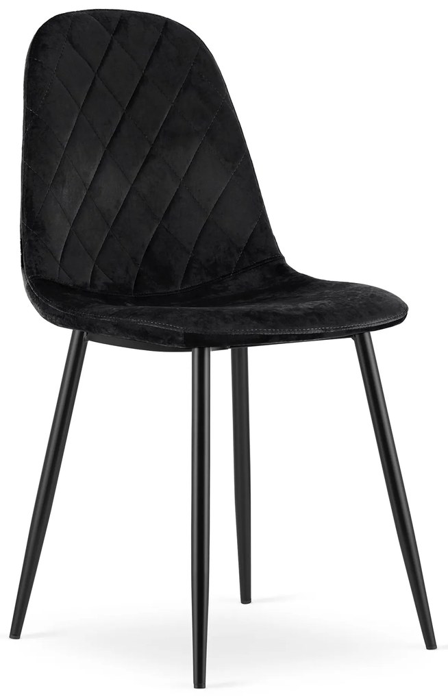 Scaun din catifea neagra cu picioare negre, Asti