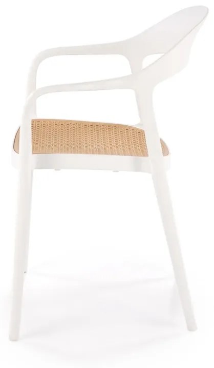Scaun plastic K530 alb/natur