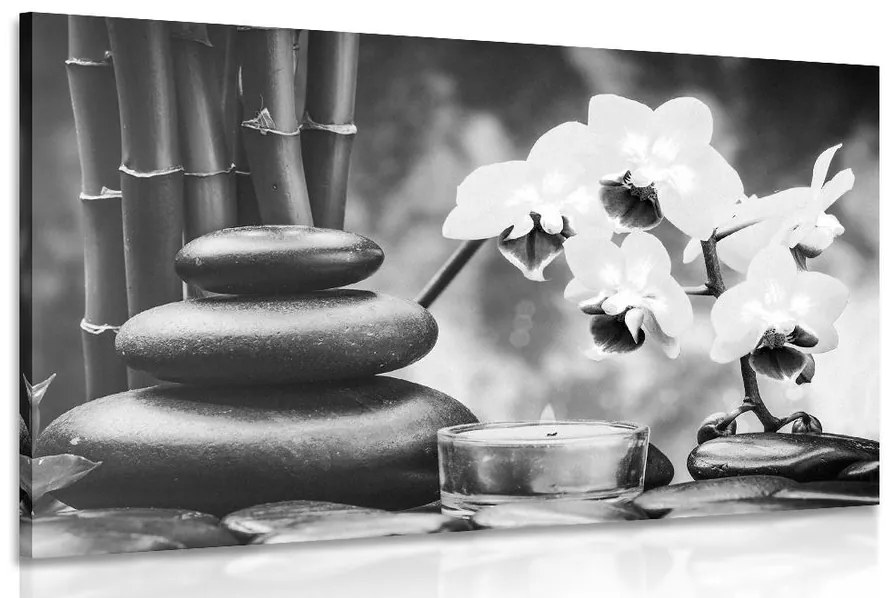 Tablou spa natura moartă în design alb-negru