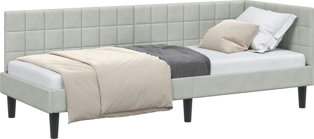 vidaXL Cadru de pat colțar Gri deschis 80 cm x 200 cm Catifea