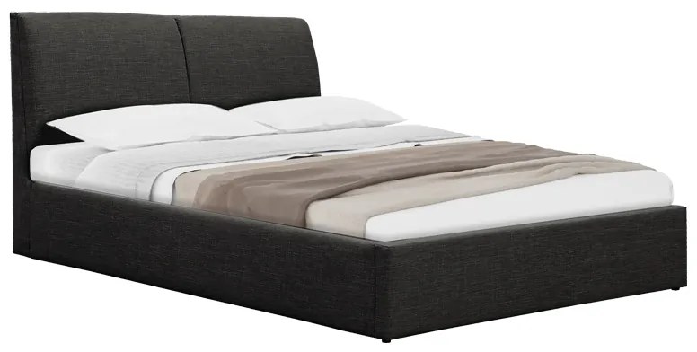 Pat Dublu Volince Cu Spatiu Depozitare Si Tapiterie Textila Gri Antracit 160x200 Cm