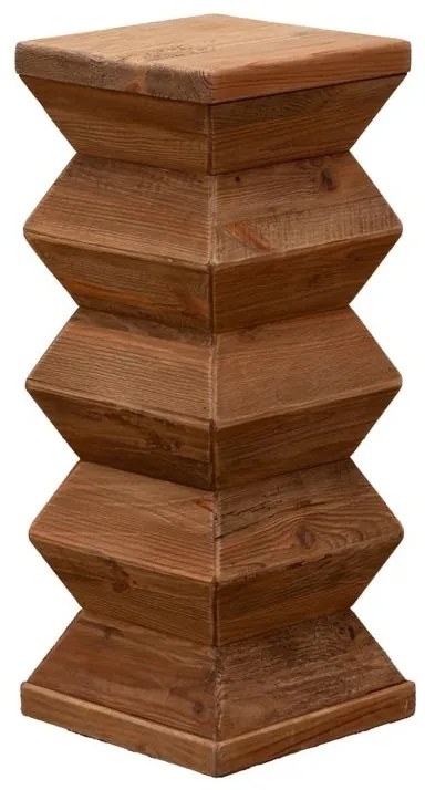 Piedestal sculptat manual din lemn vechi de pin, "Angularis"