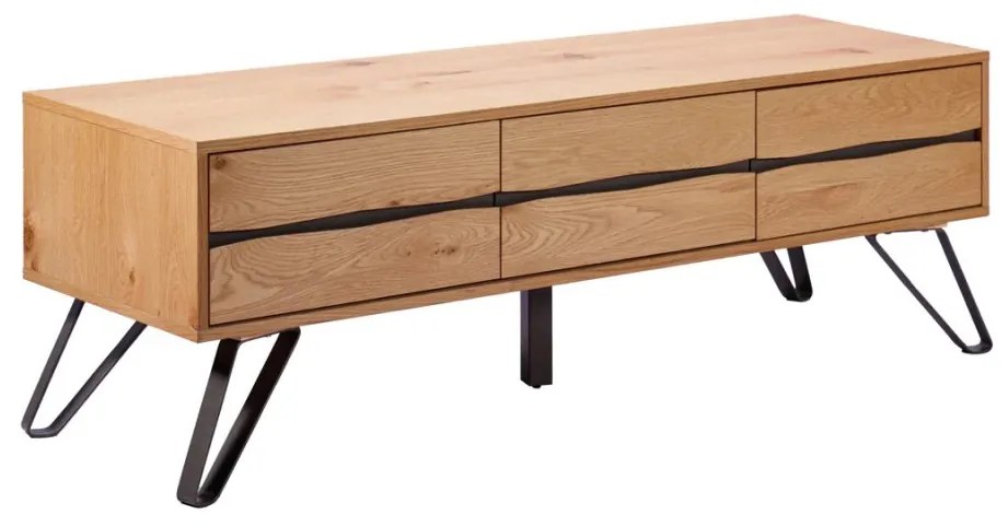 Comoda TV design industrial LIVING EDGE 160cm, stejar salbatic