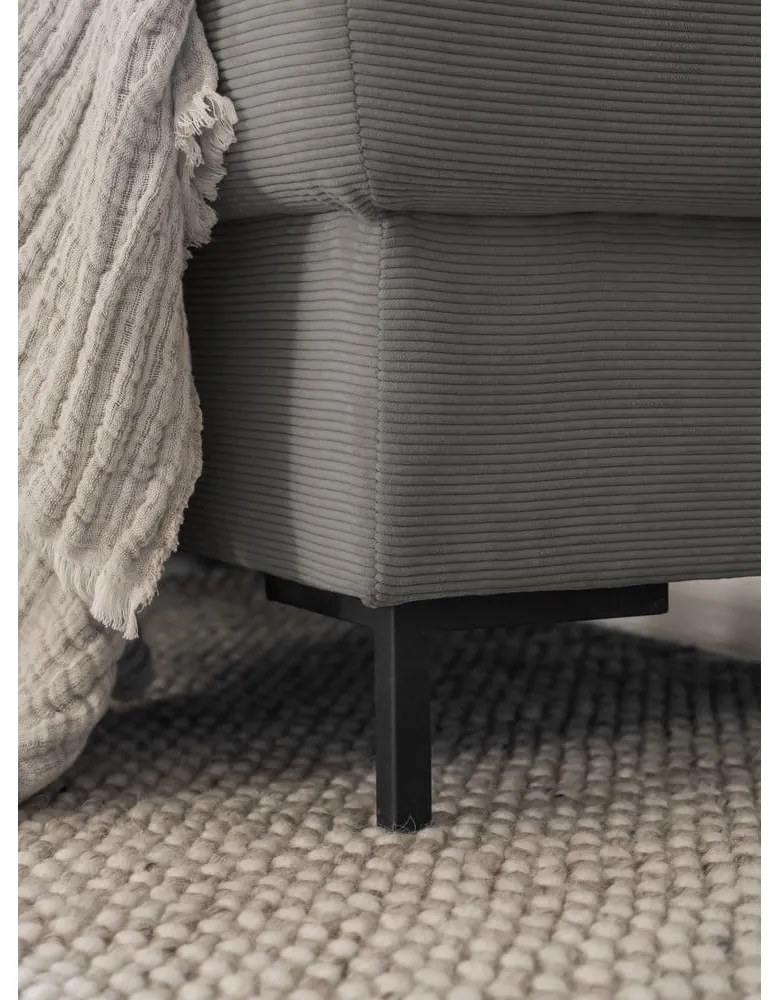 Colțar gri extensibil cu tapițerie din catifea reiată (cu colț pe partea dreaptă) Lofty Lilly – Miuform