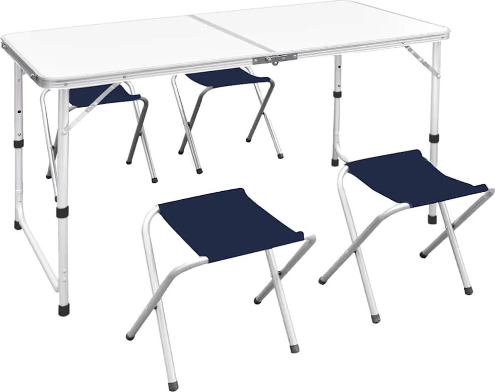 vidaXL Set camping masă reglabilă înălțime/4 scaune pliabile 120x60 cm