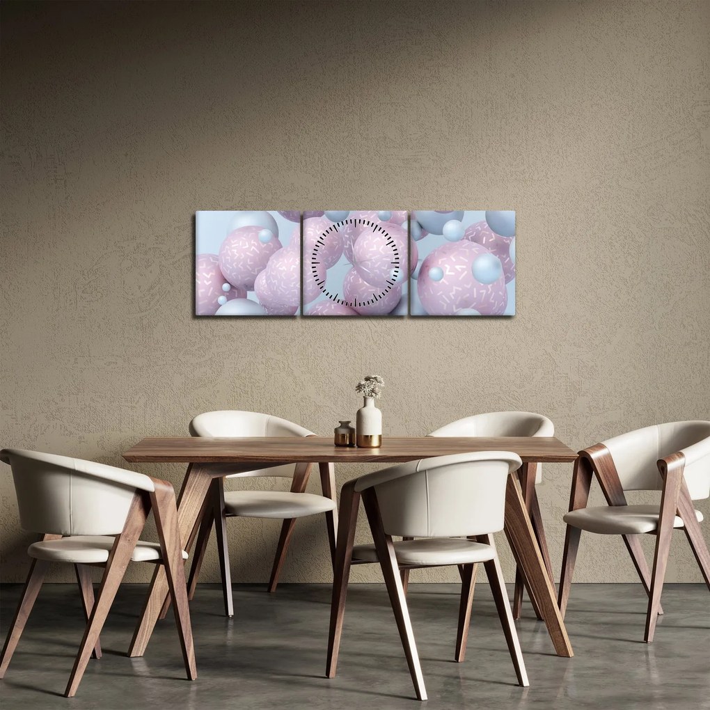 Tablou abstract - Bile în pastel (cu ceas) (90x30 cm)