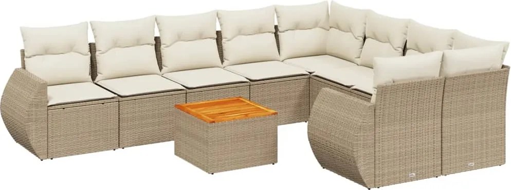 vidaXL Set canapele de grădină cu perne, 10 piese, bej, poliratan