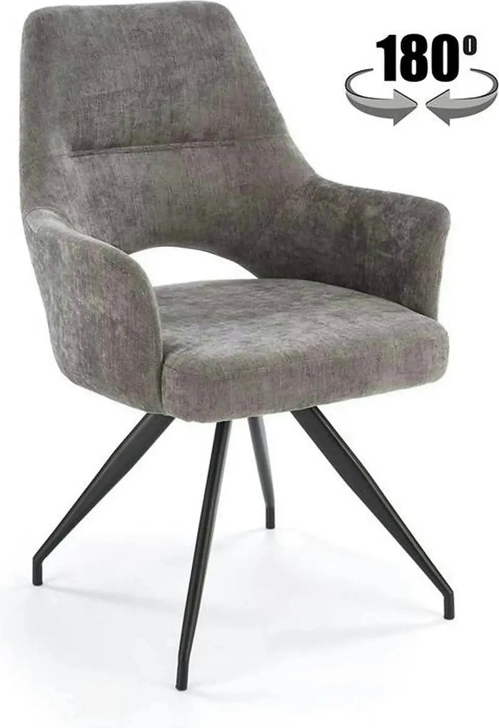 Scaun rotativ K542, gri/negru, stofa clasica/metal, 58x64x88 cm