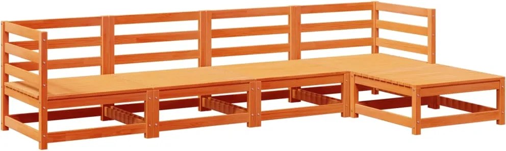 vidaXL Canapea de grădină cu 5 locuri, maro ceruit, lemn masiv de pin