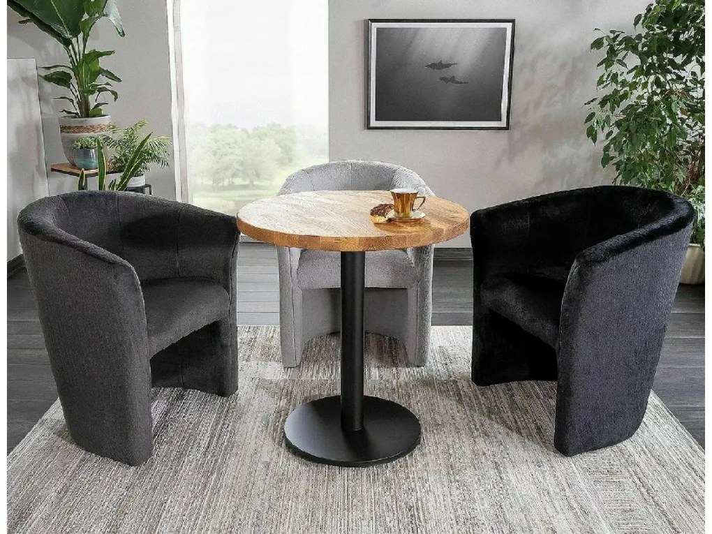 Masă de dining neagră cu blat din stejar PURO II fi 80