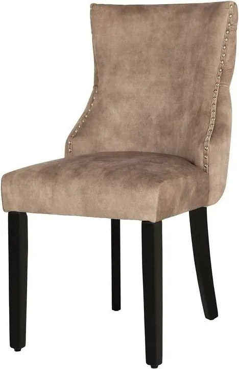 Set 2 scaune Stil Baroc, Catifea, Bej, Lemn, Negru, CASTLE DELUXE