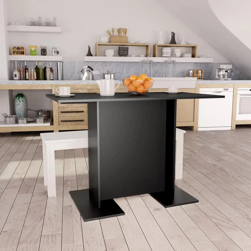800244 vidaXL Masă de bucătărie, negru, 110 x 60 x 75 cm, PAL