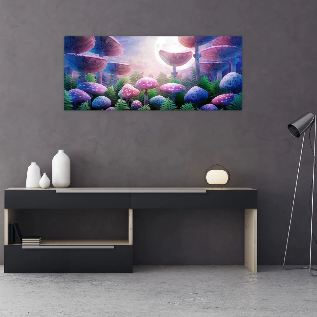 Tablou - Ciuperci sub lună plină (120x50 cm)