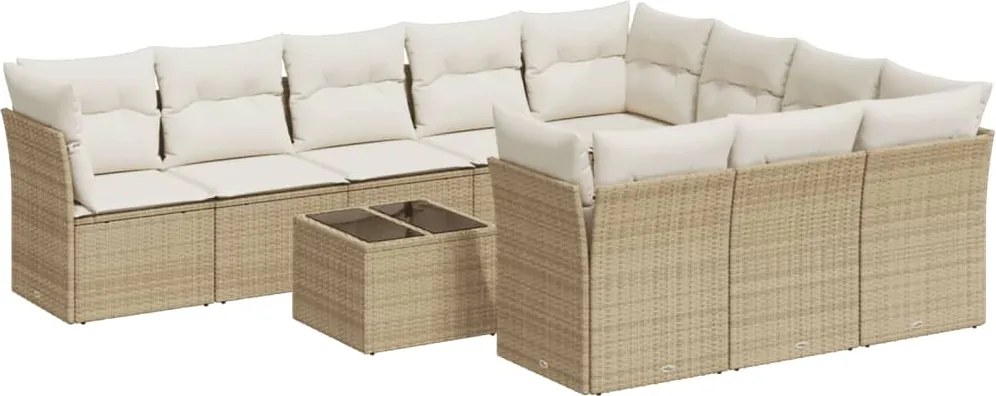 vidaXL Set canapele de grădină cu perne, 11 piese, bej, poliratan
