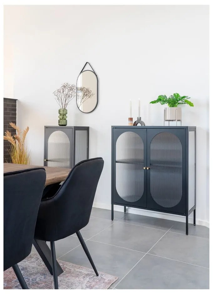 Vitrină neagră din metal 90x110 cm Adelaide – House Nordic