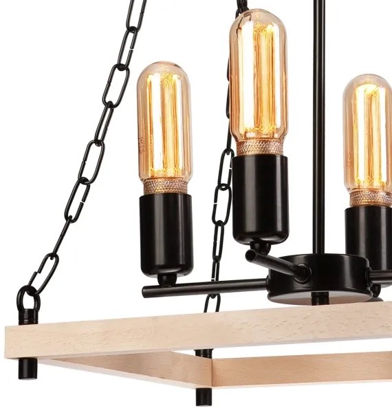 Lustră pe lanț JASPER 4xE27/60W/230V fag/bej