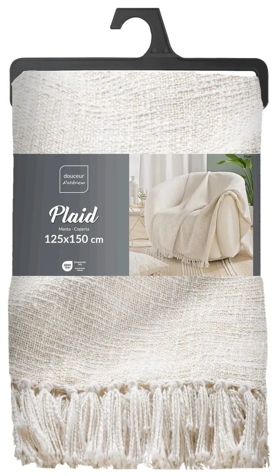 Pătură crem din amestec de bumbac 125x150 cm Ziggy – douceur d'intérieur