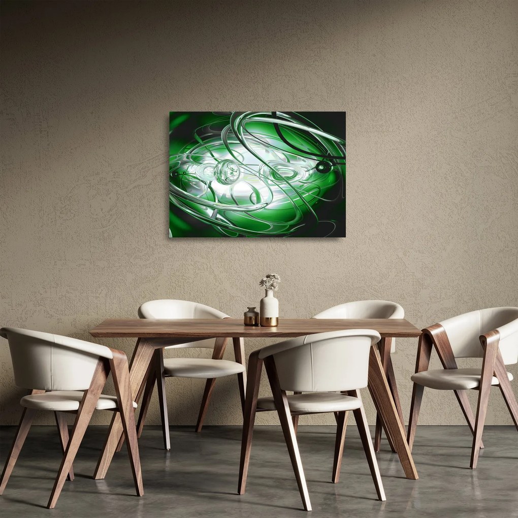 Tablou pe sticlă abstract verde (70x50 cm)