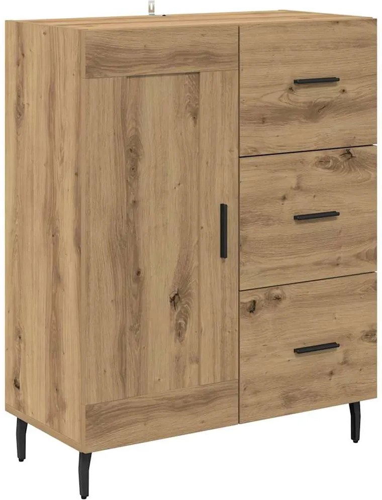 vidaXL Bufet cu sertar Stejar Artizanal 69,5 x 34 x 90 cm