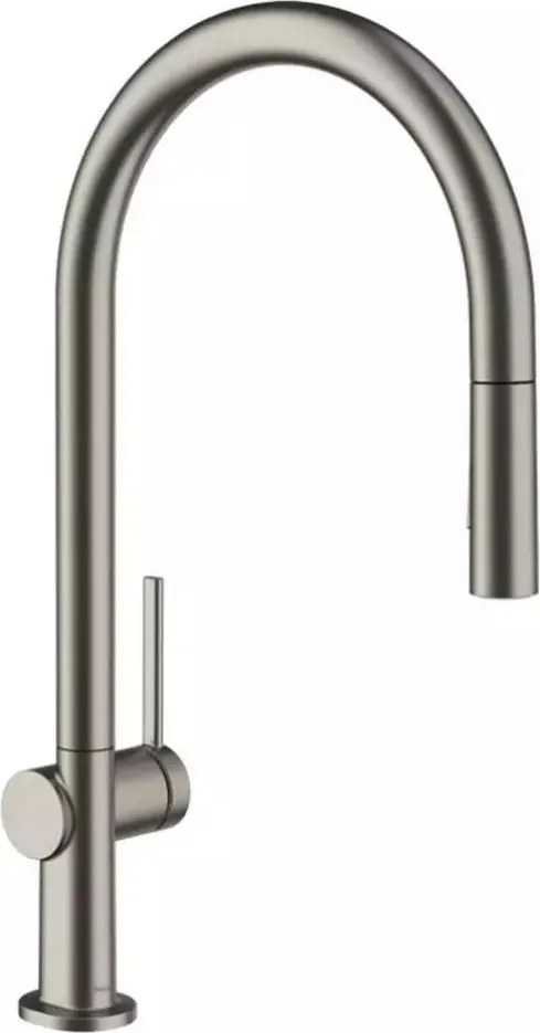 Baterie bucatarie cu dus extractibil Hansgrohe Talis M54 210 cu 2 jeturi finisaj negru-crom periat fara sBox