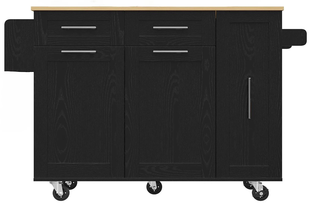 Insulă de bucătărie cu blat rabatabil, Negru | Aosom Romania