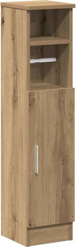 vidaXL Dulap de baie cu suport role, stejar artizanal, 20,5x22x90 cm