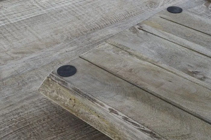 Măsuță de cafea pătrată din lemn și metal, natur și negru, cu 3 tăvi detașabile, finisaj mat, 55 x 120 x 120 cm, „Traywood” – Ethnic Collections