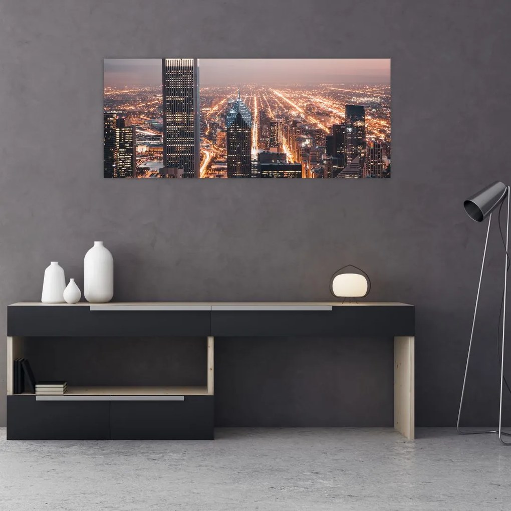 Tabloul cu metropolă luminată (120x50 cm)