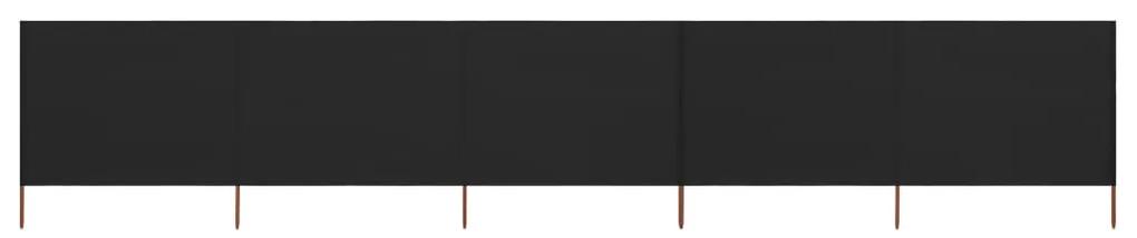 Paravan anti-vant cu 5 panouri, negru, 600 x 80 cm, textil Negru, 600 x 80 cm