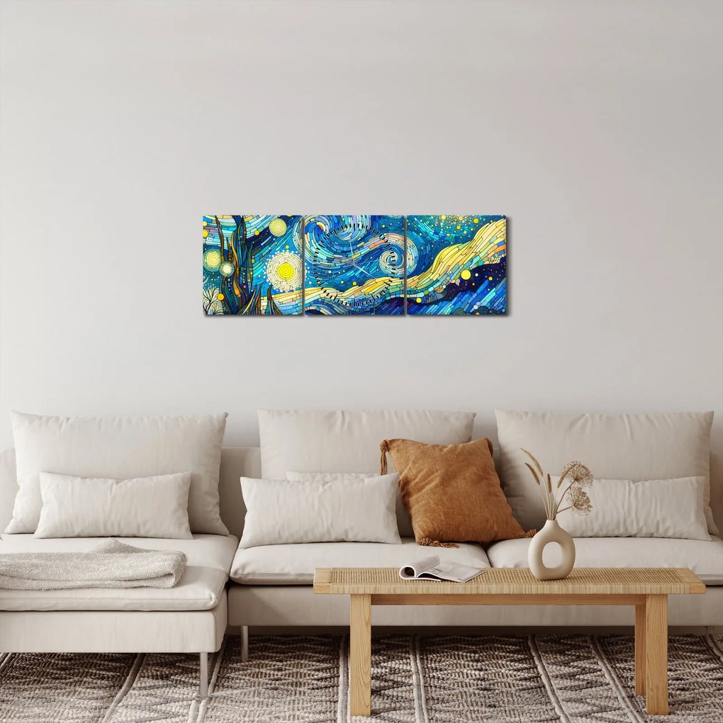 Tablou – Mozaic al nopții înstelate (cu ceas) (90x30 cm)