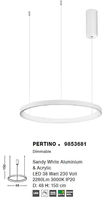 Lustra LED design modern circular PERTINO alba 38W NVL-9853681