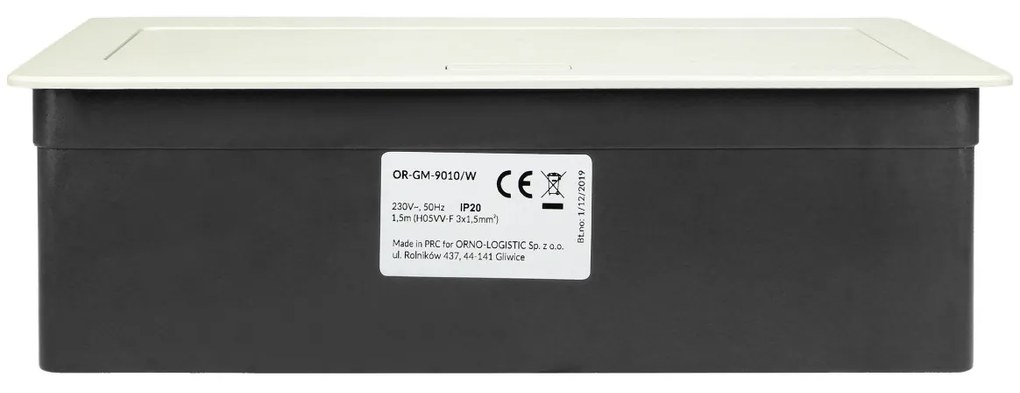 Priza incastrabila dreptunghiulara, neechipata, 6 module, cablu 1.5m, alba, Orno Norger