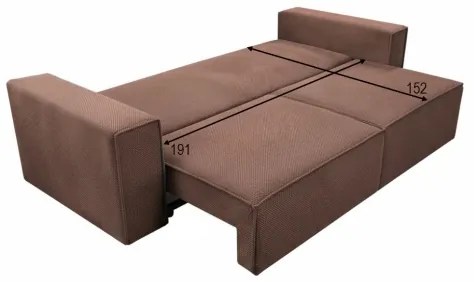 Canapea extensibilă RONDA, 3 locuri, cu spațiu de depozitare, roșie