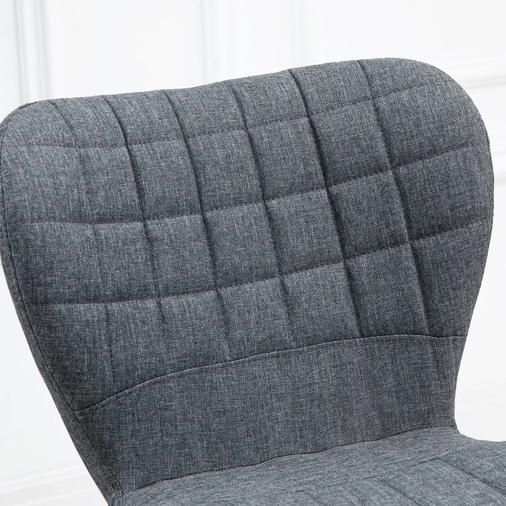 HOMCOM Set de 2 Taburete de Bar Design, Spătar curbat căptușit, Înălțime de ședere reglabilă 61-81 cm, pivotante 360°, Suport pentru picioare, Velur Gri | Aosom Romania