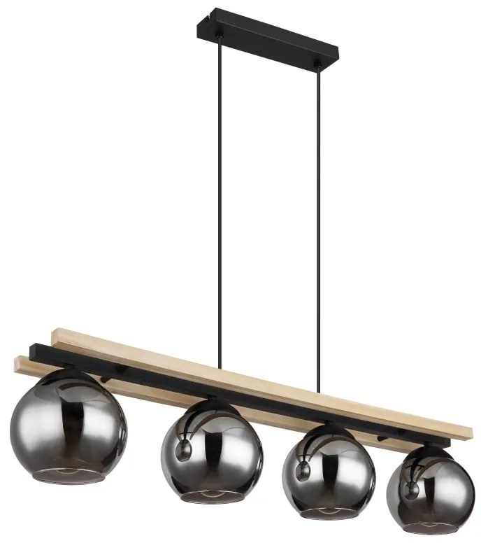 Lustra 4L design industrial CONNI negru, natur
