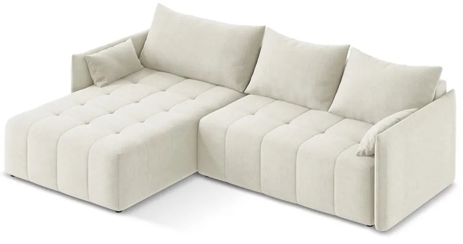 Colțar bej extensibil/cu spațiu de depozitare (cu colț pe partea stângă/cu șezlong) Moku – Makamii