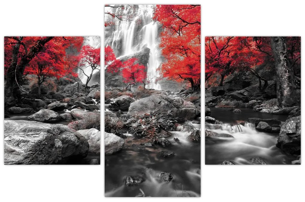 Tablou - Cascade în peisajul de toamnă (90x60 cm)